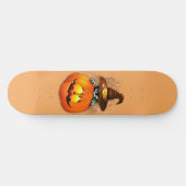 Skateboard Halloween Cute Kitty Witch et ami Citrouille (Horz)