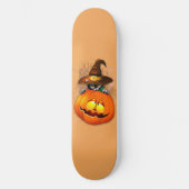 Skateboard Halloween Cute Kitty Witch et ami Citrouille (Recto)