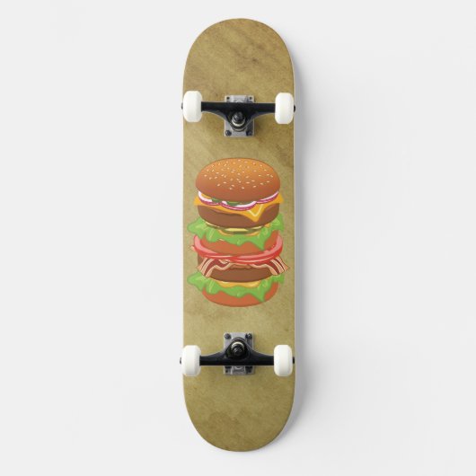 Skateboard Hamburger double avec fromage et bacon (Recto)