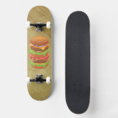 Skateboard Hamburger double avec fromage et bacon (Recto)