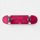 Skateboard Hand-Drawn Pink Hearts & Floral Romantic (Horz)