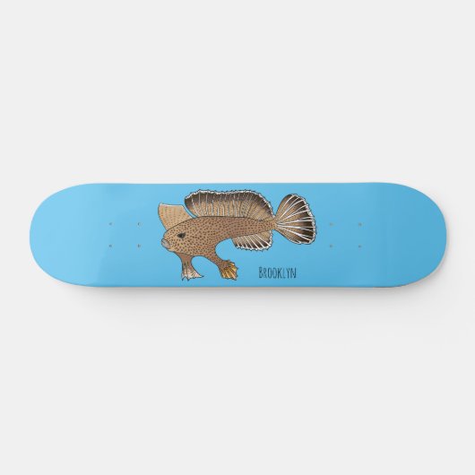 Skateboard Handfish cartoon illustration (Horz)