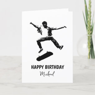 Skateboard Happy Birthday Naam toevoegen Kaart