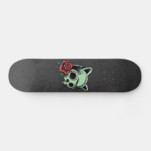 Skateboard Hauné Chat Floral Crâne moderne Cool gothique Noir (Horz)