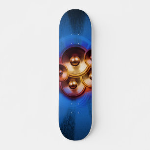 Skateboard Haut-parleurs de musique et soleil bleu