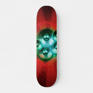 Skateboard Haut-parleurs de musique et sunburst rouge
