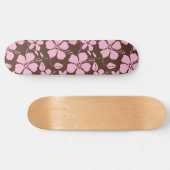 SKATEBOARD HAWAIIAN HULA (HIBISCUS) BROWN/PINK (Horz)