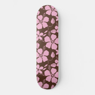 SKATEBOARD HAWAIIAN HULA (HIBISCUS) BROWN/PINK