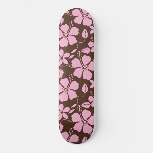 SKATEBOARD HAWAIIAN HULA (HIBISCUS) BROWN/PINK (Recto)