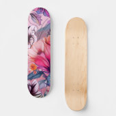 Skateboard Hello Spring Happiness Time, aquarelle florale (Recto)