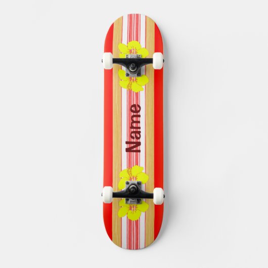 Skateboard Hibiscus d'Hawaii Red Surboard (Recto)