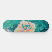Skateboard Hibiscus fleur turquoise eau de l'océan Hawaïen (Horz)