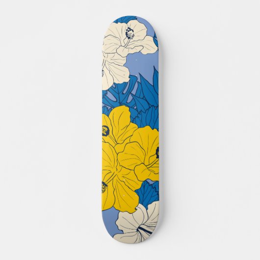 Skateboard Hibiscus fleurs et feuilles (Devant)