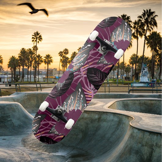 Skateboard Hibiscus floral de Bourgogne tropicale