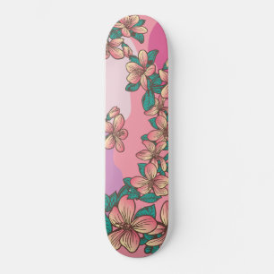 Skateboard Hibiscus rose Fleurs hawaïennes Platines