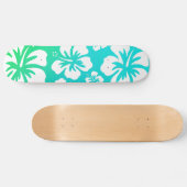 Skateboard Hibiscus sur le bleu vert (Horz)