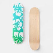 Skateboard Hibiscus sur le bleu vert (Recto)