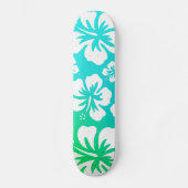 Skateboard Hibiscus sur le bleu vert (Recto)