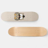 Skateboard Hibou avec la moustache et le casquette (Horz)