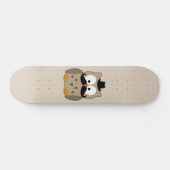 Skateboard Hibou avec la moustache et le casquette (Horz)