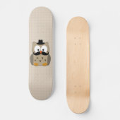 Skateboard Hibou avec la moustache et le casquette (Recto)
