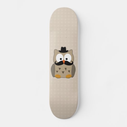 Skateboard Hibou avec la moustache et le casquette (Recto)
