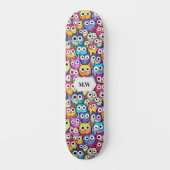 Skateboard Hibou face caricature oiseaux motif monogramme spo (Recto)