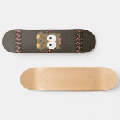 Skateboard Hibou mignon de bébé avec l'arc rose (Horz)