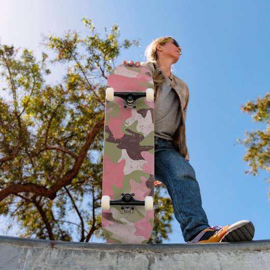 Skateboard Hip Fun Militaire Vert Camouflage Rose Motif Art (Extérieur 1)