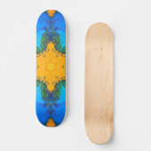 Skateboard Hippie psychédélique jaune et bleu (Recto)