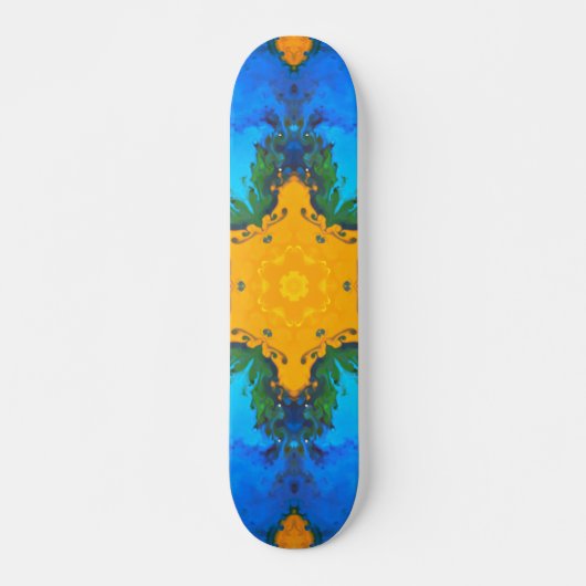 Skateboard Hippie psychédélique jaune et bleu (Devant)