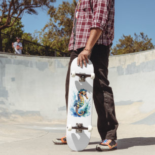 Skateboard Hippocampe Aquarelle