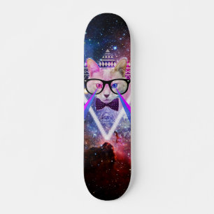 Skateboard Hipster galaxy cat