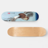 Skateboard Hiroshige - Chouette à cornes, pin et lune à crois (Horz)