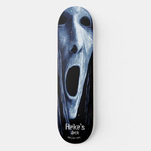 Skateboard Hollow-eyed phantom witch etching on blue-black (Recto)