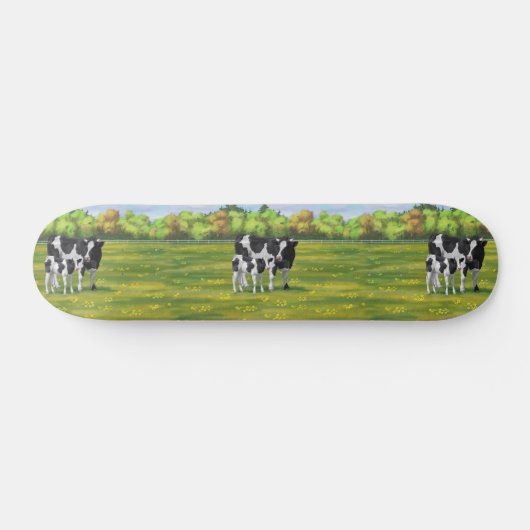Skateboard Holstein Cow & Cute Calf (Horz)