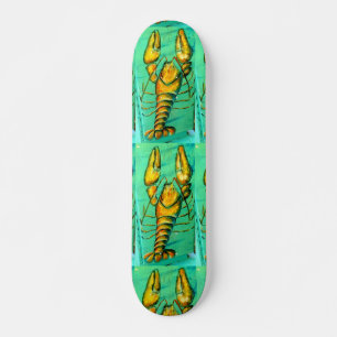 Skateboard homards sur la planche à roulettes verte