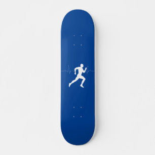 Skateboard Homme coureurs Silhouette sur Arrière - plan bleu