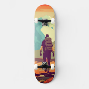 Skateboard Homme randonnée vallée de montagne aventure