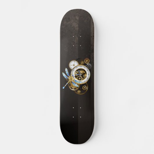 Skateboard Horloge à vapeur avec libellule mécanique (Recto)