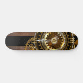 Skateboard Horloge Steampunk avec des engrenages anciens (Horz)
