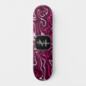 Skateboard Hot pink damascus abstract swirls Custom Monogram (Recto)