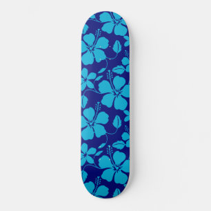 SKATEBOARD HULA HAWAIEN (HIBISCUS) BLEU FONCÉ/CLAIR