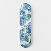 Skateboard Hydrangea Blues | Motif Fleur Fleur d'aquarelle (Recto)