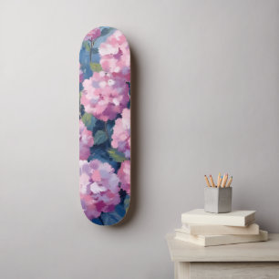 Skateboard Hydrangeas Florales Rose Pâle