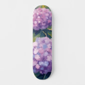 Skateboard Hydrangeas Violettes Aquarelle Florale (Recto)