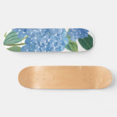 Skateboard Hydrangée bleue Aquarelle Florale (Horz)