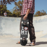 Skateboard I Love My Girlfriend Photo personnalisée<br><div class="desc">Créez votre propre I Love My Girlfriend plus que jamais Photo Text skateboard avec ce modèle chemise moderne et drôle avec une police serif en dalle cool et photo de petite amie dans un coeur rouge énorme. Ajoutez votre propre photo, votre nom ou tout texte personnalisé. Le design du skateboard...</div>