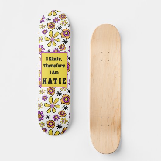 Skateboard I Patinage Super Retro Nom personnalisable Skatebo (Recto)