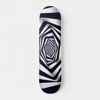 Skateboard illusion optique psychédélique cercle noir et blan